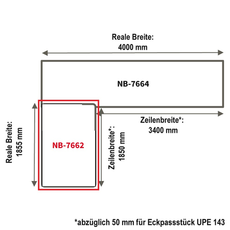 Eck-Arbeitsplatte nobilia elements APDEW60-186E, linker Schenkel mit Wlbung, 198 Eiche Sierra, 185,5 cm
