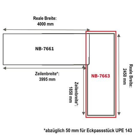 Eck-Arbeitsplatte nobilia elements APDEE245-60E, rechter Schenkel mit Einsparung, 198 Eiche Sierra, 245 cm