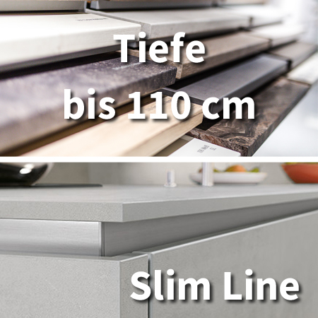 Arbeitsplatte Nobilia | Slim Line | Tiefe bis 110 cm | 16 mm stark | individuelle Mae