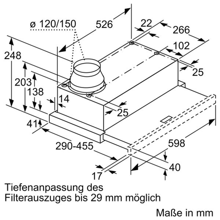 Dunstabzugshaube / Flachschirmhaube Bosch DFM064W54, 60 cm, Edelstahl, LED, ausziehbar