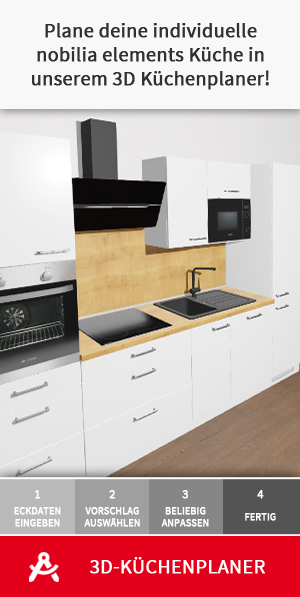 Plane deine individuelle nobilia elements Küche in unserem 3D Küchenplaner!